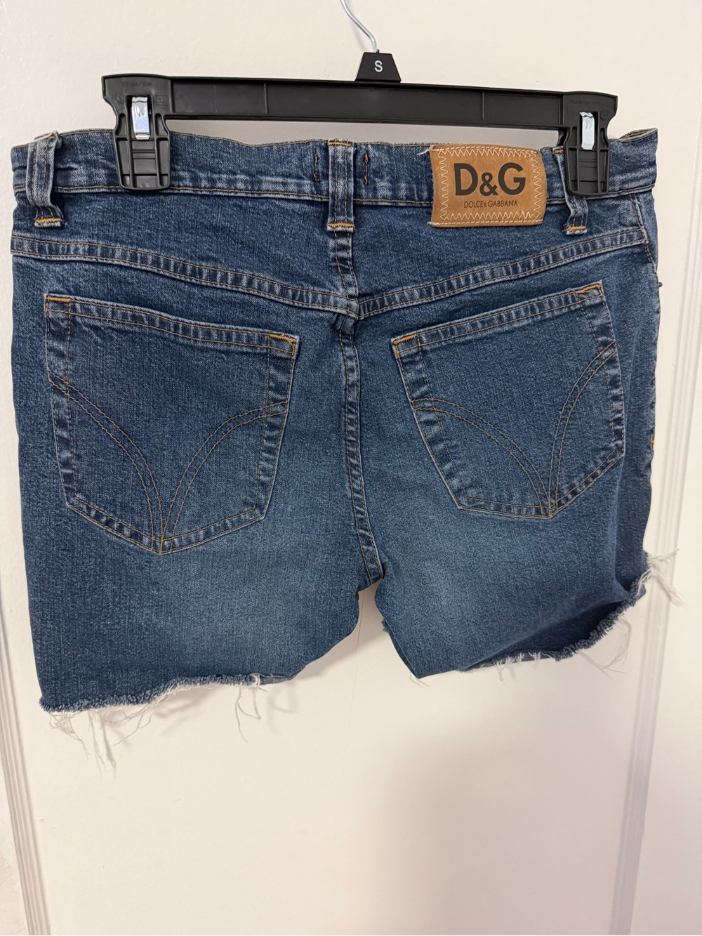 D&G Dark Blue Denim Frayed Hem Shorts